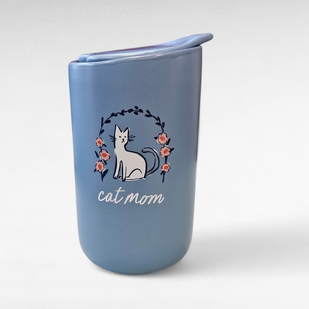 Threshold Blue "Cat Mom" Tumber Traveler Mug 12 oz